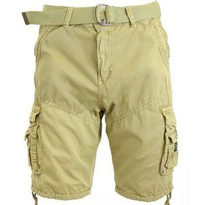 Galaxy by Harvic Belted Utility Cargo Shorts Khaki Size 36